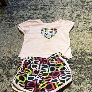 Bebe Sport Girls 2 Piece Set Pink Tee & Logo Shorts Size 24M